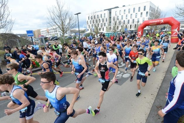 Le départ d'une des courses du duathlon